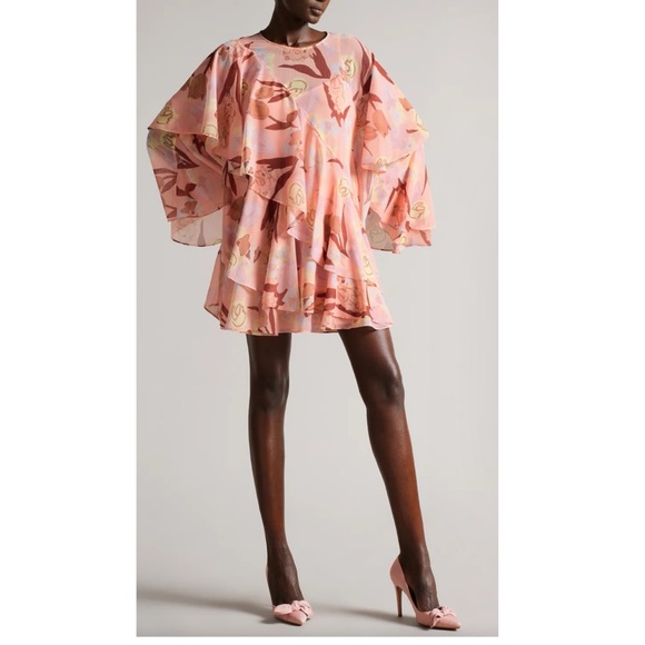 {NWT} $395 TED BAKER PEGAIA Sleeve Detail Mini Dress - Picture 2 of 7
